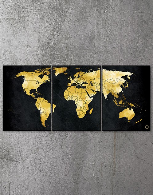 3 delt Plakat med verdenskort